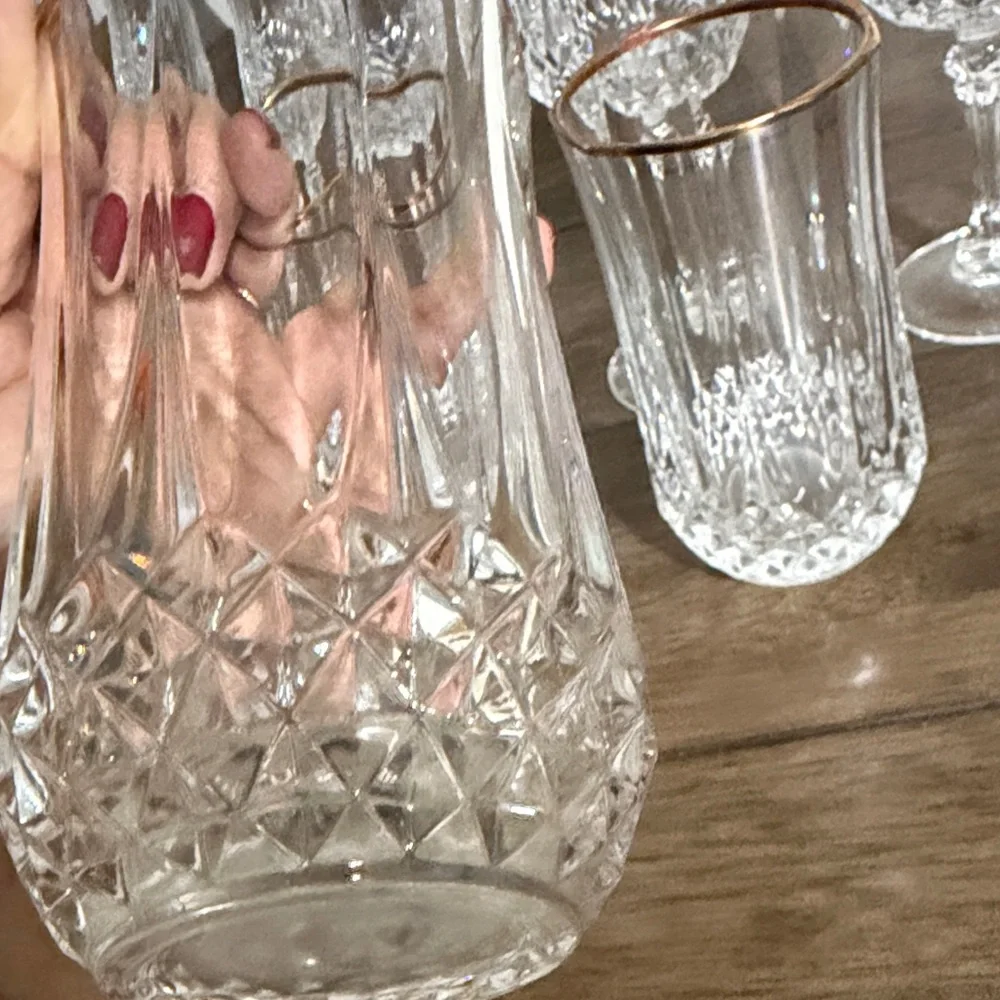 Vintage Cristal d’Arques France 24% Lead Crystal Glasses with Gold Rim – Set of - Picture 5 of 11